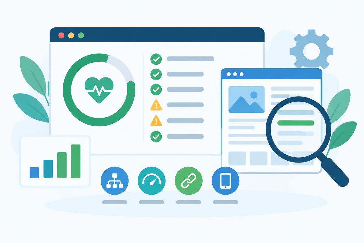 Website audit dashboard illustration
