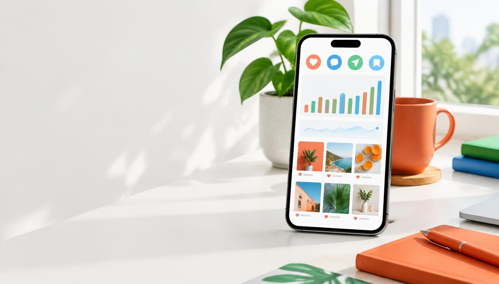 Social media growth dashboard on a smartphone